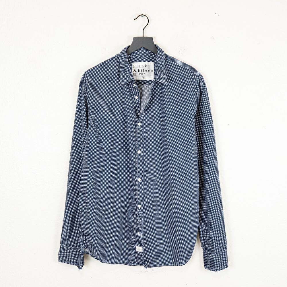 Frank & Eileen Men's Button up Shirt Long Sleeve Navy polka dot size XL